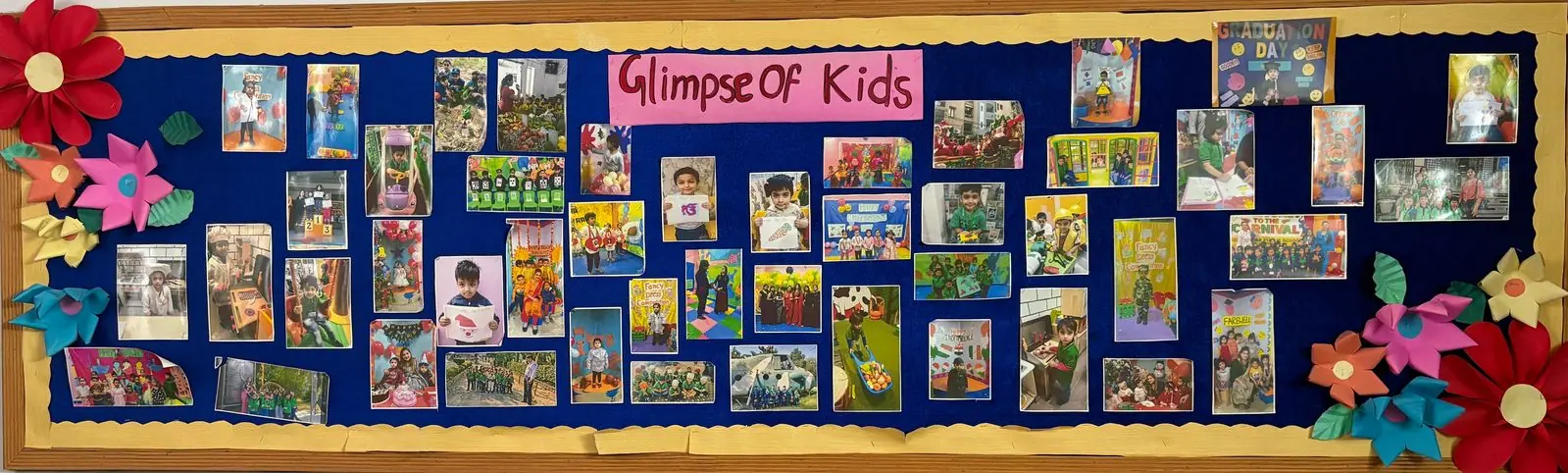 Notice board of daily activities at Buzzy Bees play school in New Delhi
